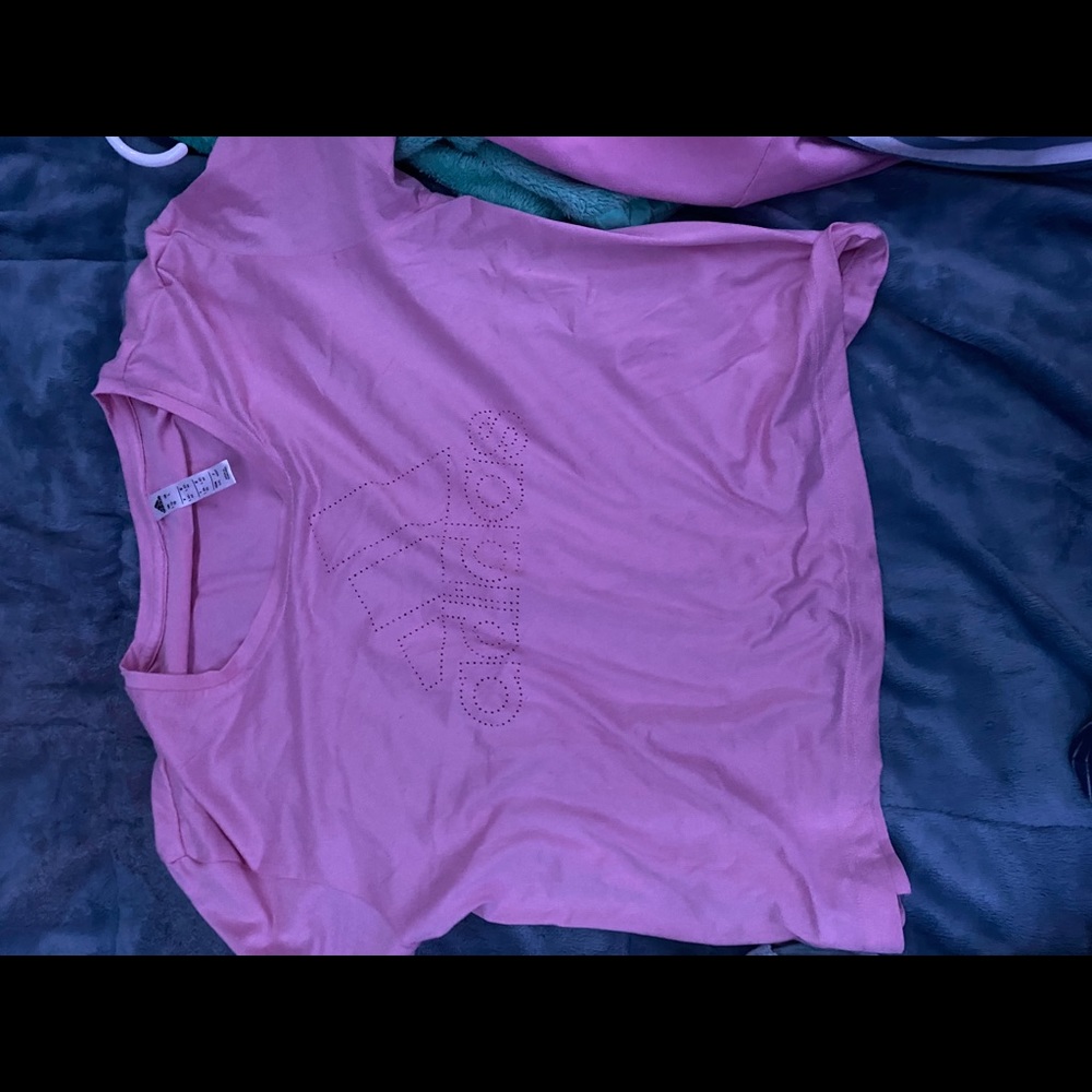 pink adidas crop top t-shirt worn once